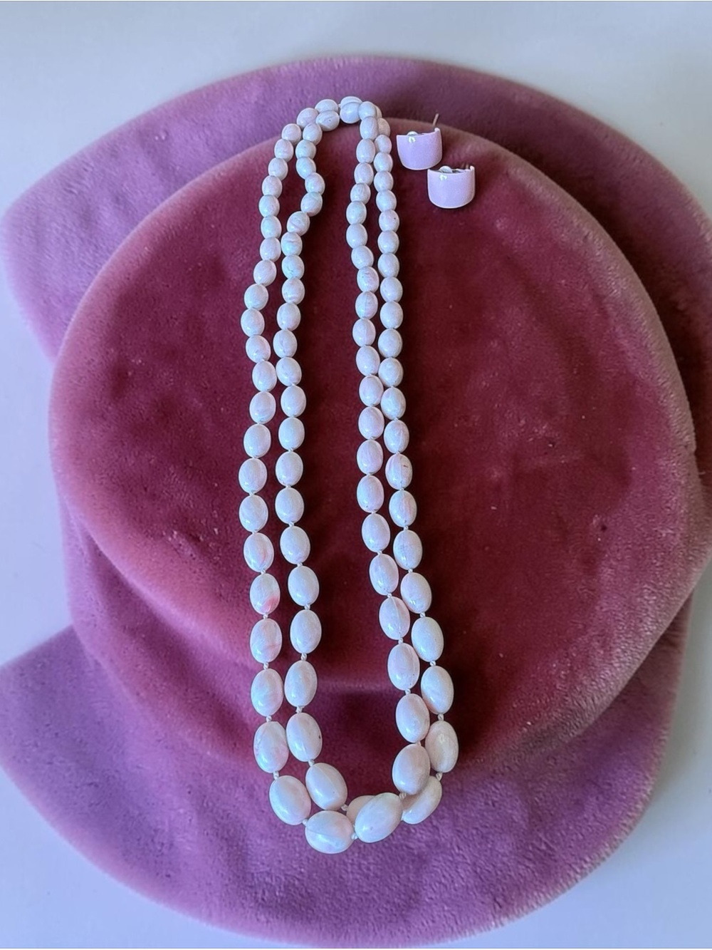 Vintage Mid Century Pink Swirl Lucite Necklace Clip On Earrings Set Coquette